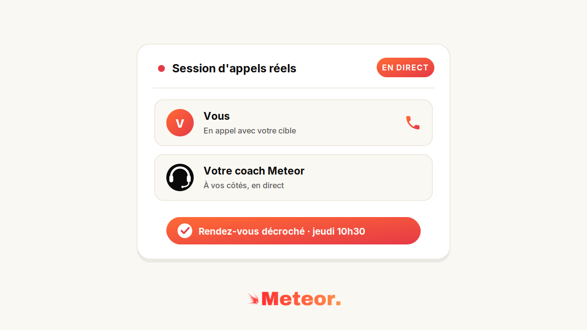 Session d'appels réels en direct avec votre coach Meteor, rendez-vous décroché